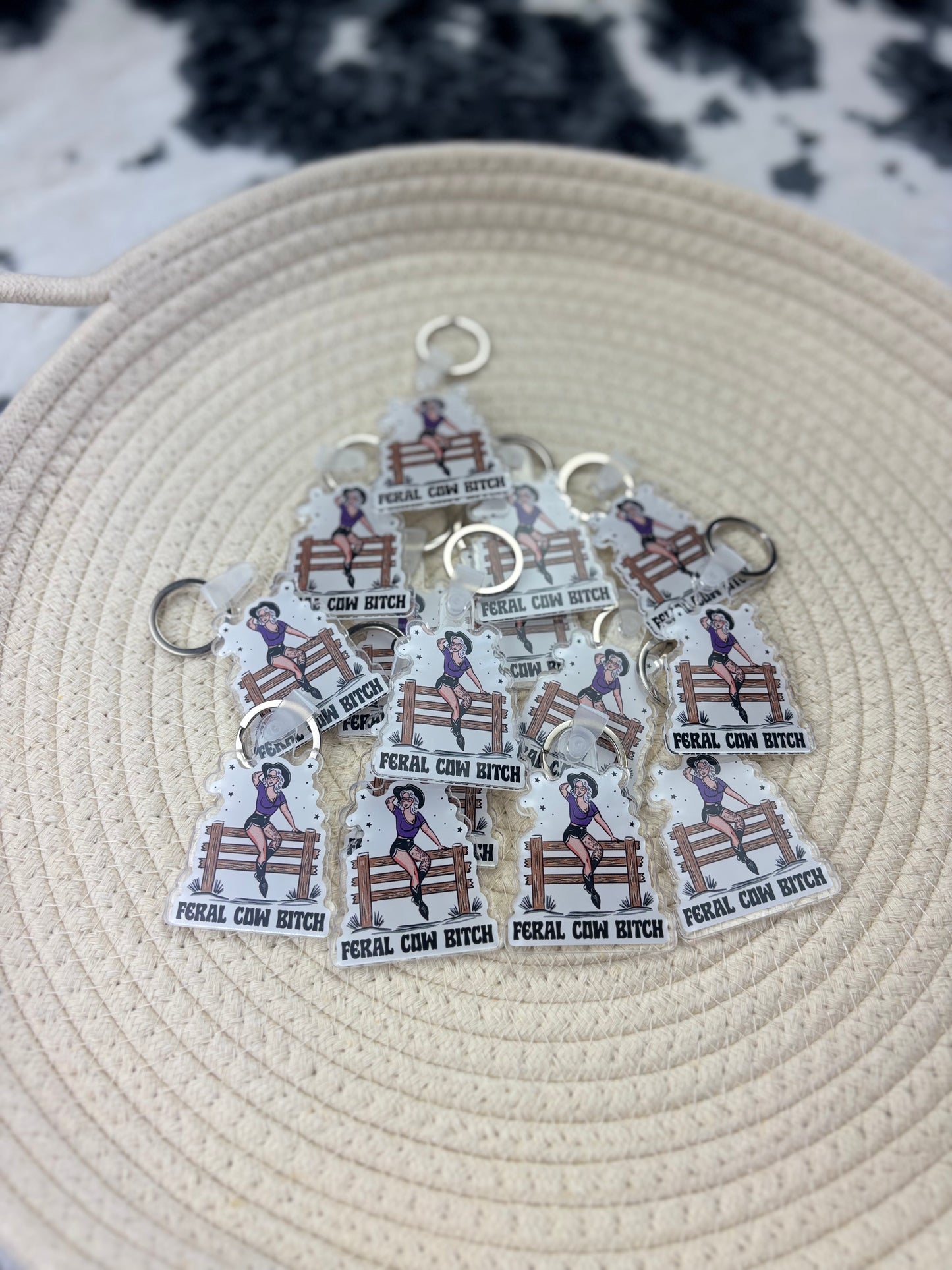 Feral Cow Bitch Keychain