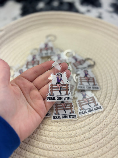 Feral Cow Bitch Keychain