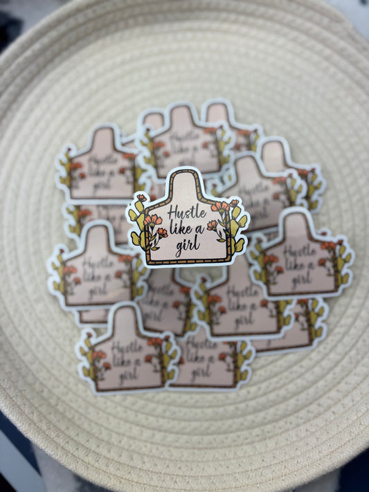 Hustle like a girl sticker