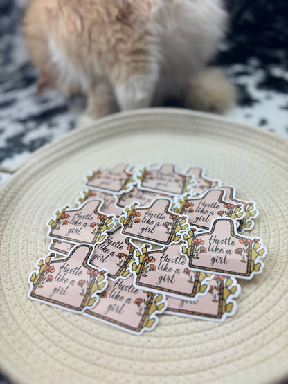 Hustle like a girl sticker