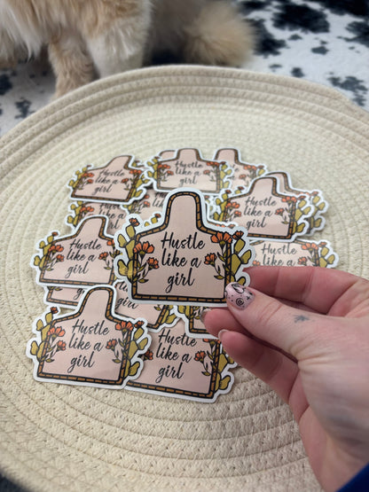 Hustle like a girl sticker